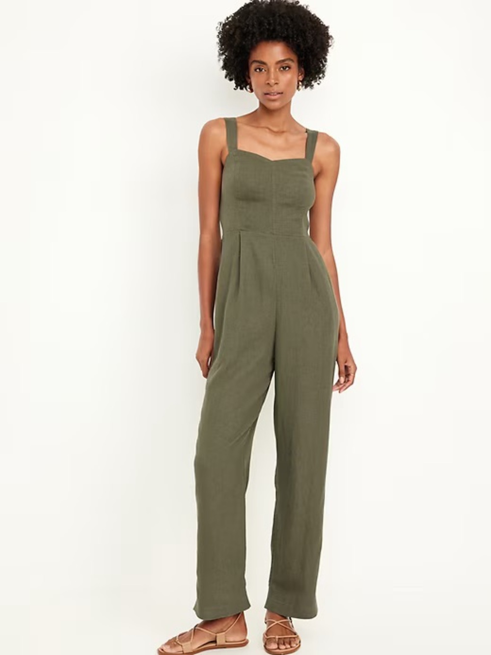 Old Navy army green linen blend jumpsuit